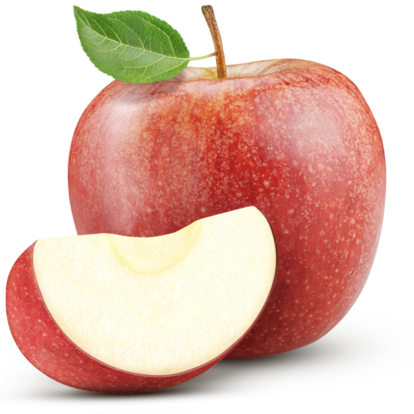 an image of a whole apple and one slice of apple