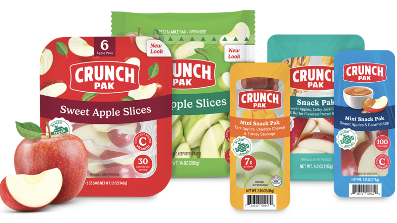 a grouping of crunch pak products